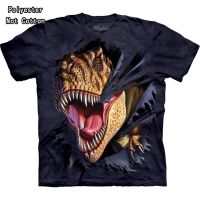 2023 Customized Fashion Grey-Blue T-Rex Tearing Graphic T-Shirt，Contact the seller for personalized customization