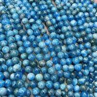 บลูอะพาไทต์ Blue Apatite กลม เกรด AAA เส้นยาว *หินแท้ธรรมชาติ*