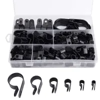 200Pcs R-Type P-Type Cable Clamps Plastic Nylon Wire Clip Assortment Kit Hardware Tools Cable Clip Buckle Clips Ties