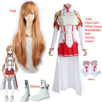 Anime Sword Art Online Asuna Yuuki Cosplay Costumes Uniform for Halloween SAO Asuna Battle Suit Outfits with Wig and Shoes