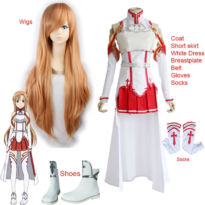 Sword Art Online SAO Yuuki Asuna School Uniform Coat Shirt Skirt Anime  Outfit Customize Cosplay Costumes