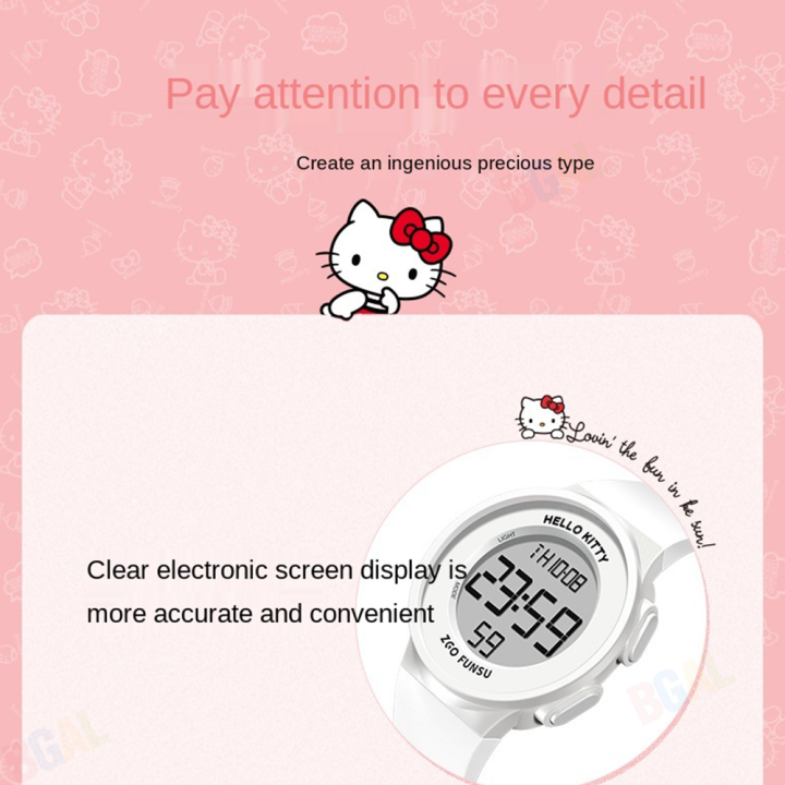 ของแท้-100-นาฬิกา-hello-kitty-นาฬิกาอิเล็กทรอนิกส์-นาฬิกากันน้ำของเด็กผู้หญิง-นาฬิกาแบรนด์แท้ป้องกันรอยขีดข่วน-นาฬิกาผู้หญิง2022-kids-watch-นาฬิกาคิตตี้-8551