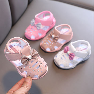 【CW】Infant Girls Sandals Summer Baby Shoes Can Make Sounds Cute Bow Princesses Kid Toddler Children Soft First Walkers Freeshipping