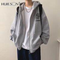 【Huieson】เสื้อสเวตเตอร์คาร์ดิแกนมีฮู้ดสำหรับผู้ชาย,เสื้อสเวตเตอร์คาร์ดิแกนมีฮู้ดใส่เล่นกีฬาเสื้อคลุมแบบมีซิปได้หลายโอกาสพิมพ์ลายสำหรับผู้ชายเสื้อฮู้ดสตรีทสูง