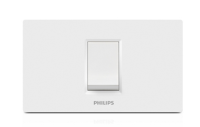 PHILIPS สวิตซ์ไฟทางเดียวฟิลลิปส์ Full Set   สวิตซ์ 1 ตัว พร้อมหน้ากาก 1 ช่อง รุ่น Philips  Leaf Style พร้อมอุปกรณ์ติดตั้งครบชุด