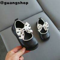 guangshop แฟชั่นผู้หญิงสีทึบเจ้าหญิงรองเท้าหนัง Polka Dot Bowtie 1-8ปีรองเท้าเด็ก T21N06LS-01