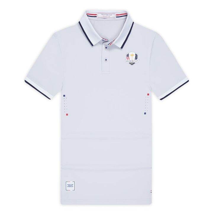 rydercup-เสื้อยืดแขนสั้นผู้ชาย-เสื้อยืดแขนสั้นกางเกงเล่นกอล์ฟถ้วย-ryder-แห้งเร็วปกยางยืดเสื้อโปโลโทรแบบดั้งเดิมญี่ปุ่น