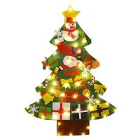 Felt Christmas Tree,Diy Christmas Tree with LED String Lights with Ornaments for Kids Xmas Gifts Home Door Wall
