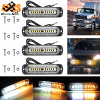 Circle Cool 4Pcs 12-Led Strobe ไฟด้านข้างคำเตือนฉุกเฉินอันตราย Flash Light Bar 12V-24V 36W Ip68กันน้ำสำหรับรถบรรทุก【cod】