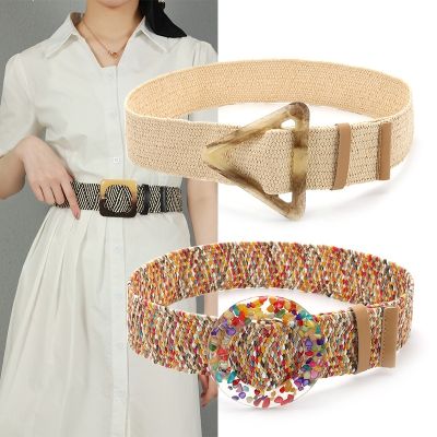 Colorful Striped Buckle Hemp Rope Braided Belt Ladies Luxury Fashion Casual Versatile Dress Women Girdle Belt