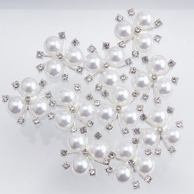 shiqinbaihuo 10pcs DIY ดอกไม้ rhinestones Pearl ปุ่มตกแต่งงานแต่งงานเย็บตกแต่งหัตถกรรม