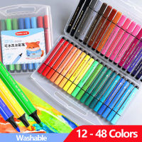 ชุดปากกาสีน้ำสำหรับเด็ก12-48สีปากกาเมจิกชนิดล้างออกได้อุปกรณ์วาดรูปศิลปะเน้นข้อความ