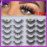 VYBL SKONHED 5 Pairs แฮนด์เมด ปุยหลายชั้น ธรรมชาติยาว Wispy Flared 3D Faux Mink Hair กากบาด ต่อขนตา ขนตาปลอม