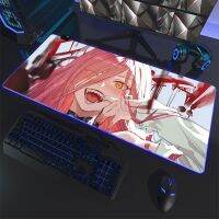 1 Chainsaw Man RGB แผ่นรองเมาส์ Denji Makima Power Aki Led เรืองแสง Mousepad อะนิเมะคอมพิวเตอร์แล็ปท็อปเกมโฟมกรองสารชีวเคมีแผ่นรองปูโต๊ะ XXL