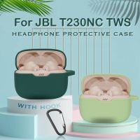 ป้องกันซิลิโคนฝาครอบกันตกสำหรับการปรับแต่งที่ JBL เคสใส่หูฟังบลูทูธไร้สาย TWS T230NC อุปกรณ์เสริมหัวเข็มขัดป้องกันการสูญหาย