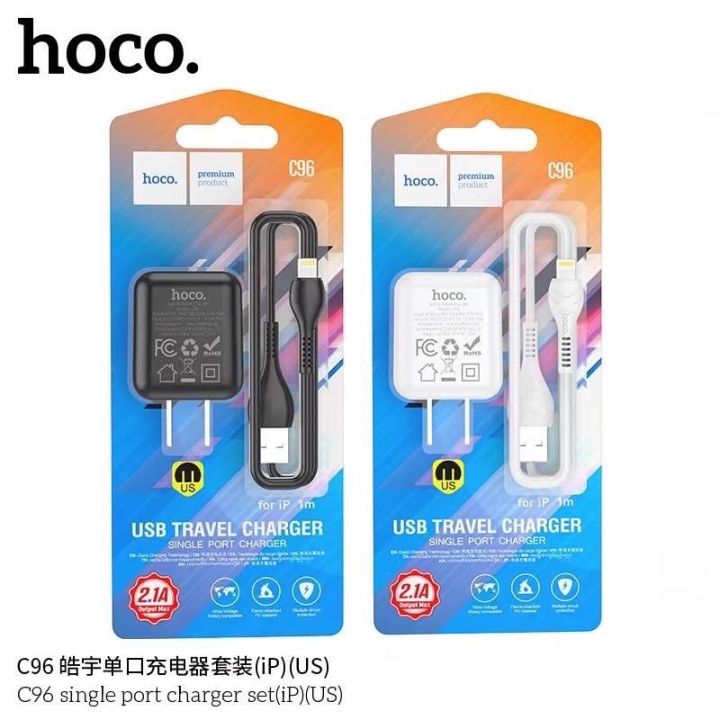 hoco-c96-เซตหัวพร้อมสายชาร์จ-single-port-fast-charger-set-2-1a-สำหรับ-micro-usb-l-cable-type-c