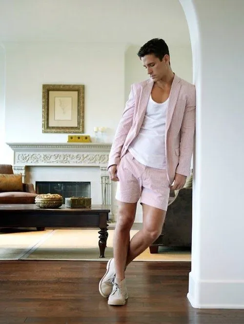 pink casual attire for men