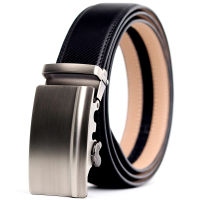 Mens Belt Black Cowhide Metal Automatic Buckle Casual Laether Wasit Strap Male Business Belts Ratchet High Quality 3.5 cm