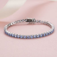 3mm 925 Sterling Silver Round Topaz Blue Spinel Stone Tennis Bracelets For Women Pulseras Pulseira Bracelete Jewelry Girl Friend