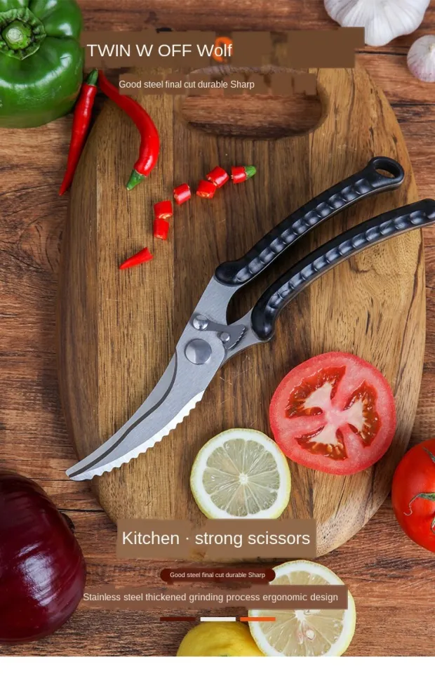 Heavy Duty Stainless Steel Poultry Shears For Bone, Chicken, Meat, Fish,  Seafood, Vegetables. Premium Spring Loaded Food Scissors. All metal Kitchen