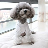 ZZOOI Puppy T-shirt Thin Section Pet Cotton Cute Lace Long Sleeve Pullover Bottoming Shirt Teddy Clothing Bichon Poodle Dog Clothes XS