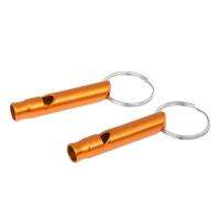 2pcs Pocket Pet Dog Puppy Cat Training Sound Whistle Keychain Yellow