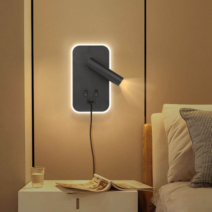 LED Wall Light, Bedside Reading Light With Switch, USB Charging Port