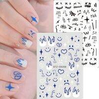 【YF】❖☂  Abstract Face Smile Sticker Pumpkin Man Slider leaf Design Decal Manicure NLSTZCS058