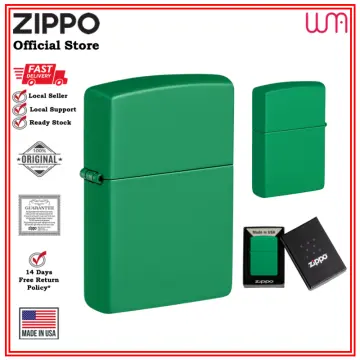 Zippo Grass Green Matte Zippo Logo Classic Windproof Lighter