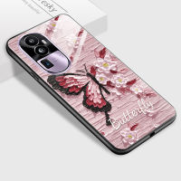 เคส PMP สำหรับ OPPO Reno10 Pro + 5G เคสฝาหลังลายผีเสื้อภาพวาดสีน้ำมันหรูหรากระจกเทมเปอร์