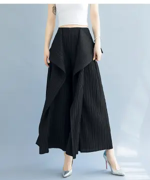 Alisa.Sonya CHOOSE ONE SIZE BIGGER High Quality Casual High Waist Straight  Leg Pants Elegant Trousers For Women Formal with Golden Bulckle