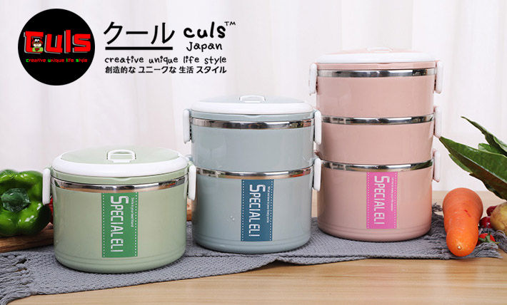 ปิ่นโตก้นลึก  ปิ่นโต smile รุ่นใหม่ สแตนเลส ปิ่นโตใส่อาหาร ญี่ปุ่น Culs Japan ปิ่นโตเก็บความร้อน Lunch Box