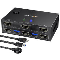 กล่องสวิตช์ KVM ที่รองรับ HDMI Dual Monitor USB3.0 Switcher ควบคุม Splitter สำหรับคอมพิวเตอร์แล็ปท็อปการแชร์แป้นพิมพ์เมาส์เครื่องพิมพ์