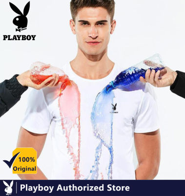 PLAYBOY เสื้อยืดแขนสั้นผู้ชาย,ใหม่ฤดูร้อนเสื้อยืดแขนสั้นไฮเทคกันน้ำกันฝุ่นและกันเปื้อนสำหรับปีนเขาเสื้อยืดแขนสั้น