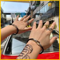 ORGANI ถักแบบถัก สร้อยข้อมือเกือกม้า สายเคเบิลปม เหล็กไร้สนิม กำไลข้อมือคู่ ง่ายๆ ห่วงโซ่ลวด กำไลข้อมือข้อเท้า สำหรับผู้หญิง