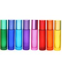 1/5/10PCS 10ml Portable Thick Glass Essential Oil Perfume Vial Travel Refillable Frosted Colorful Roller Ball Bottle