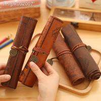 ☍ Retro Treasure Map Roll Pencil Case PU Leather Big Capacity Pen Bag Makeup Brush Pouch Pencilcase School Stationery Supplies