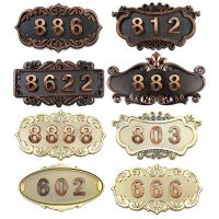 ๑ Custom Imitation Metal Bronze Gold House Number ABS Plastic Door Plate Door Number Sticker For Hotel Apartment Villa Door Plate