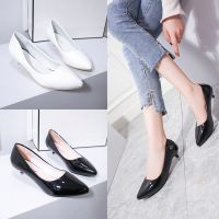 Female Korean style high heels pointed toe low heels student single shoes 3CM