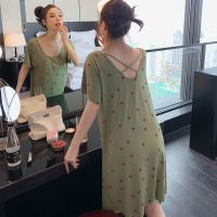 【Plus size】(40-150kg) Women summer thin short-sleeved pajamas slack loose nightwear oversized sleepwear