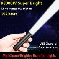 【Ready Stock】USB Small Household Long-Range Flashlight Rechargeable Lamp Super Outdoor Lighting