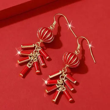 Red hot sale earrings tassel