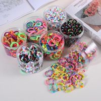 ✈✹◊ 50/100PCS Small Children Headband High Elastic Solid Color Scrunchies Kids Baby Hair Bands Headwear Hair Accessories Gift Holder