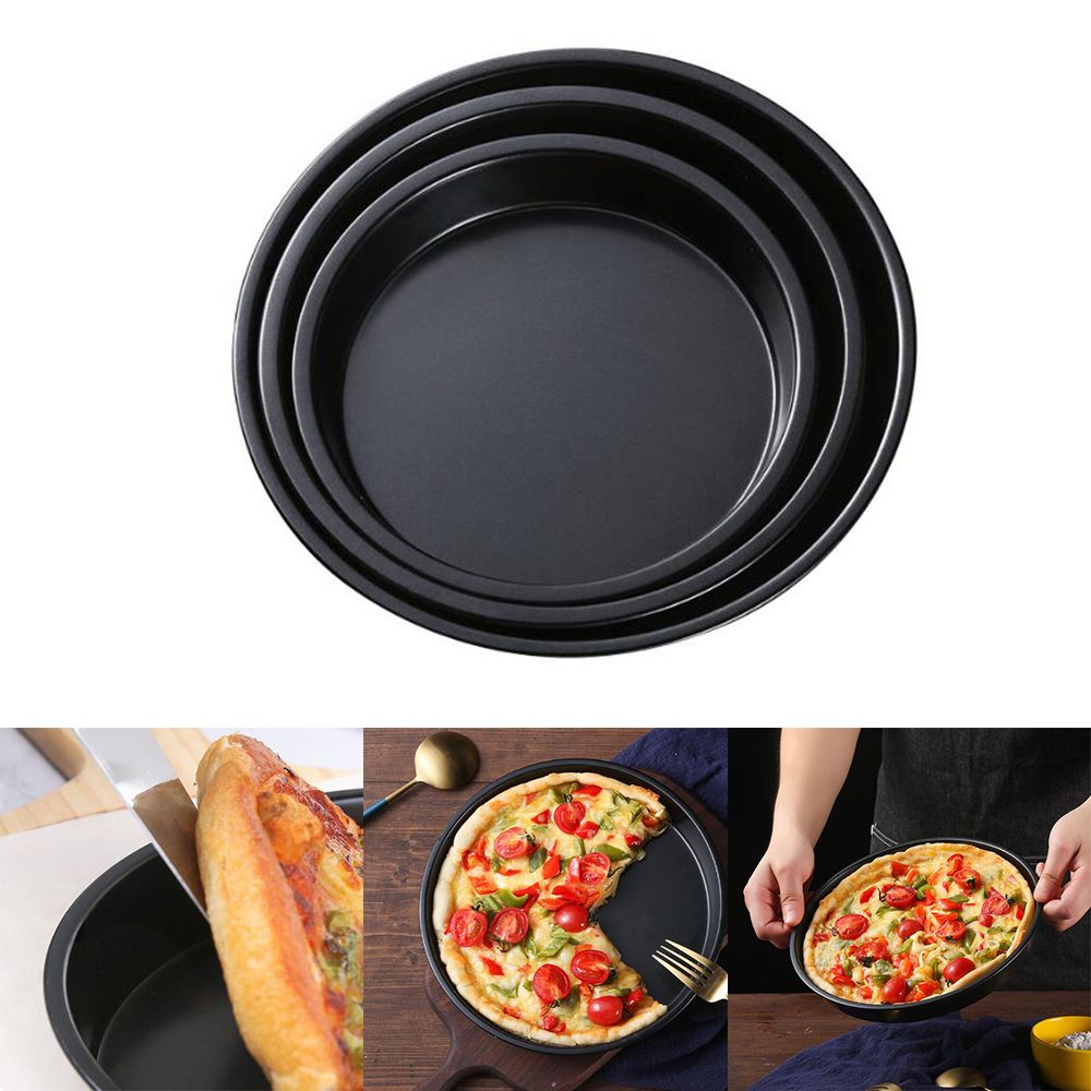 Non-stick Pizza Pan 8/9/10 inch Kitchen Baking Trays Pan Carbon Steel Set WA 