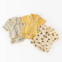 Summer New Baby Girls and Boys Plaid Dotted Cotton Pajama Set