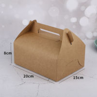 10PCS Large Kraft Paper Handle Hand Box Portable Cake Candy Pastry Gift Box Takeout Food Baking Packaging Carton Wedding Boxes