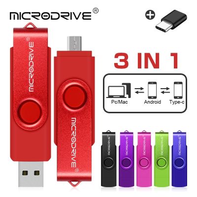 Metal OTG 2 IN 1 pen drive 128GB Micro usb memory stick 32GB pendrive 64GB 16GB 8GB cle usb flash drive Type-C adapter