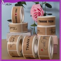 JIEZH 150PCS 3x1นิ้ว เครื่องเขียน ห่อของขวัญ สติ๊กเกอร์ขอบคุณ แท็กแสดงความยินดี ฉลากปิดผนึก กระดาษคราฟท์