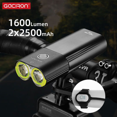 Gaciron ไฟหน้าจักรยาน1600Lumens Super Bright Dual L2 LEDs โคมไฟจักรยานด้านหน้า6โหมด USB Charge แบตเตอรี่ภายใน