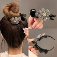 Bow Hair Claws Luxury Rhinestone Ponytail Korean Wear Hairpin Accessories